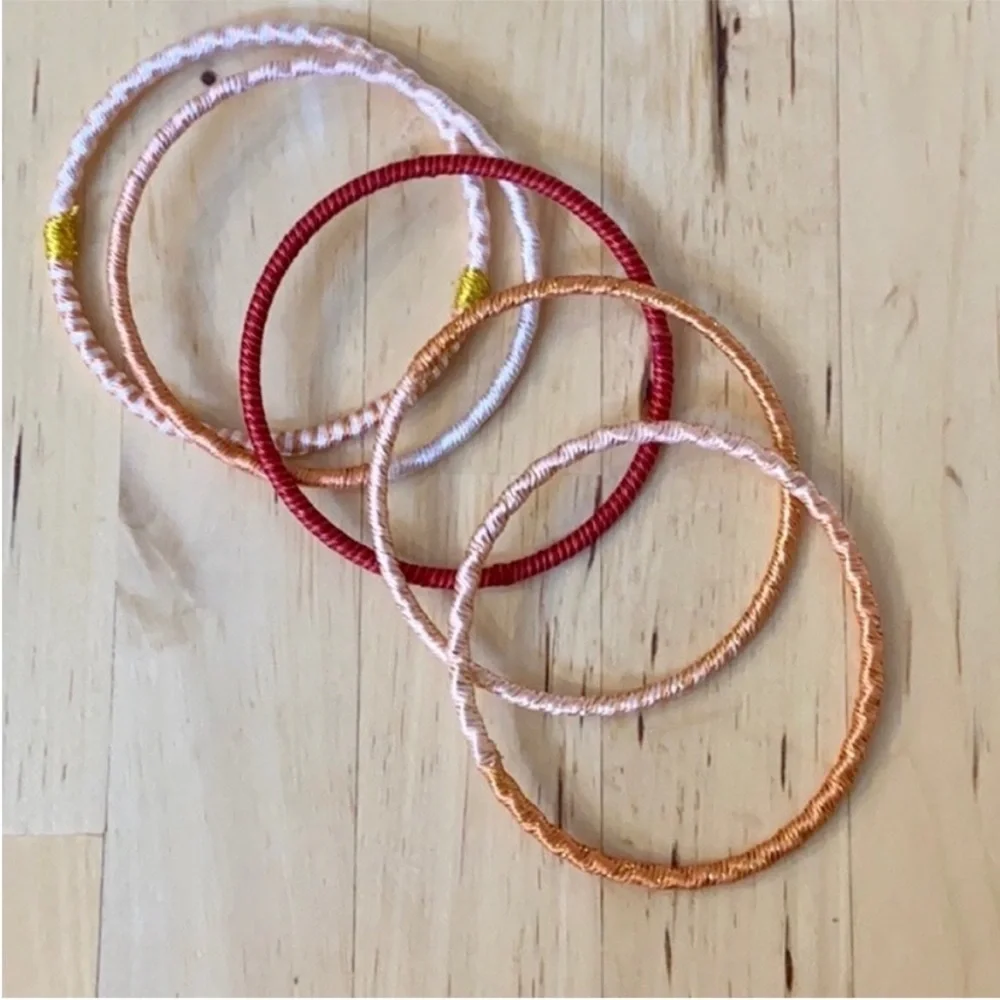 Fabric wrapped bracelets set of 5